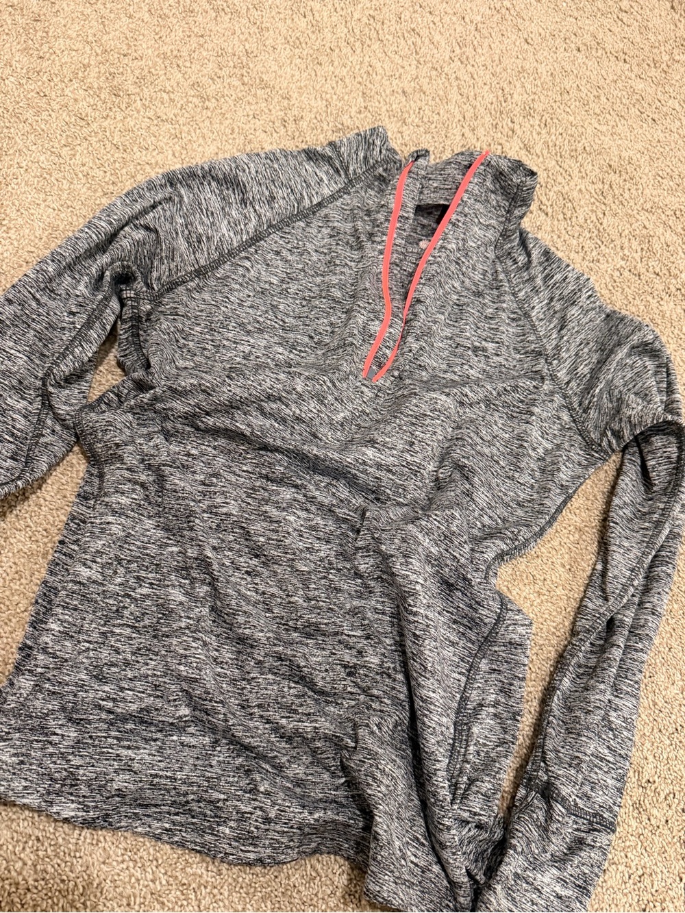 Tangerine Gray Marled Half-Zip Hoodie with Pink Drawcord